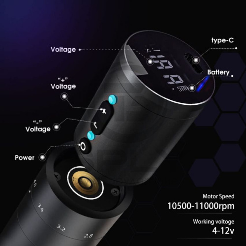 Ambition Ninja Paco Adjustable Stroke беспроводная тату машина фото 10